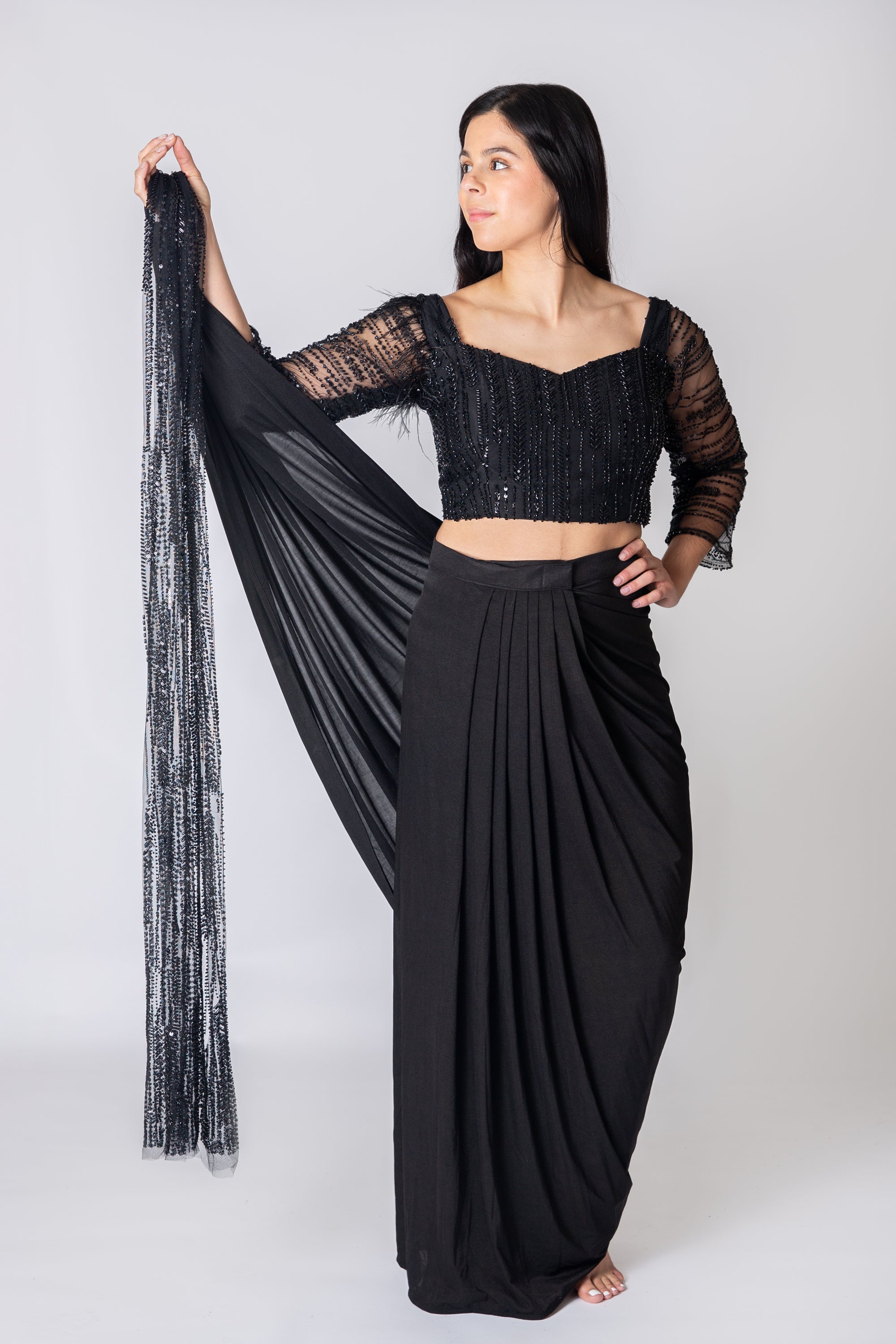 The "Little Black" Drape Saree
