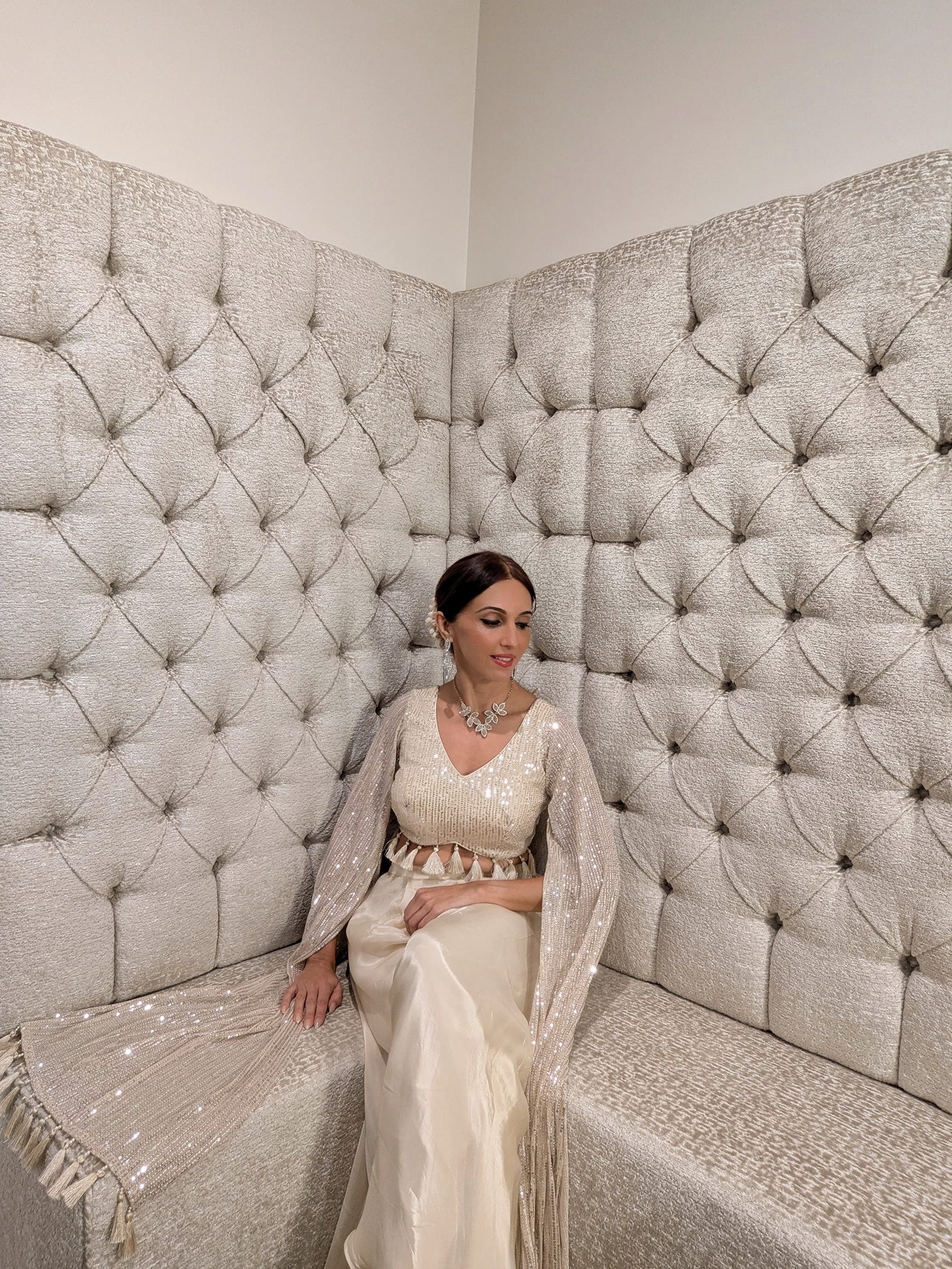 MIRAGE Tassled Wing Crop Top/High Waisted Pant Set