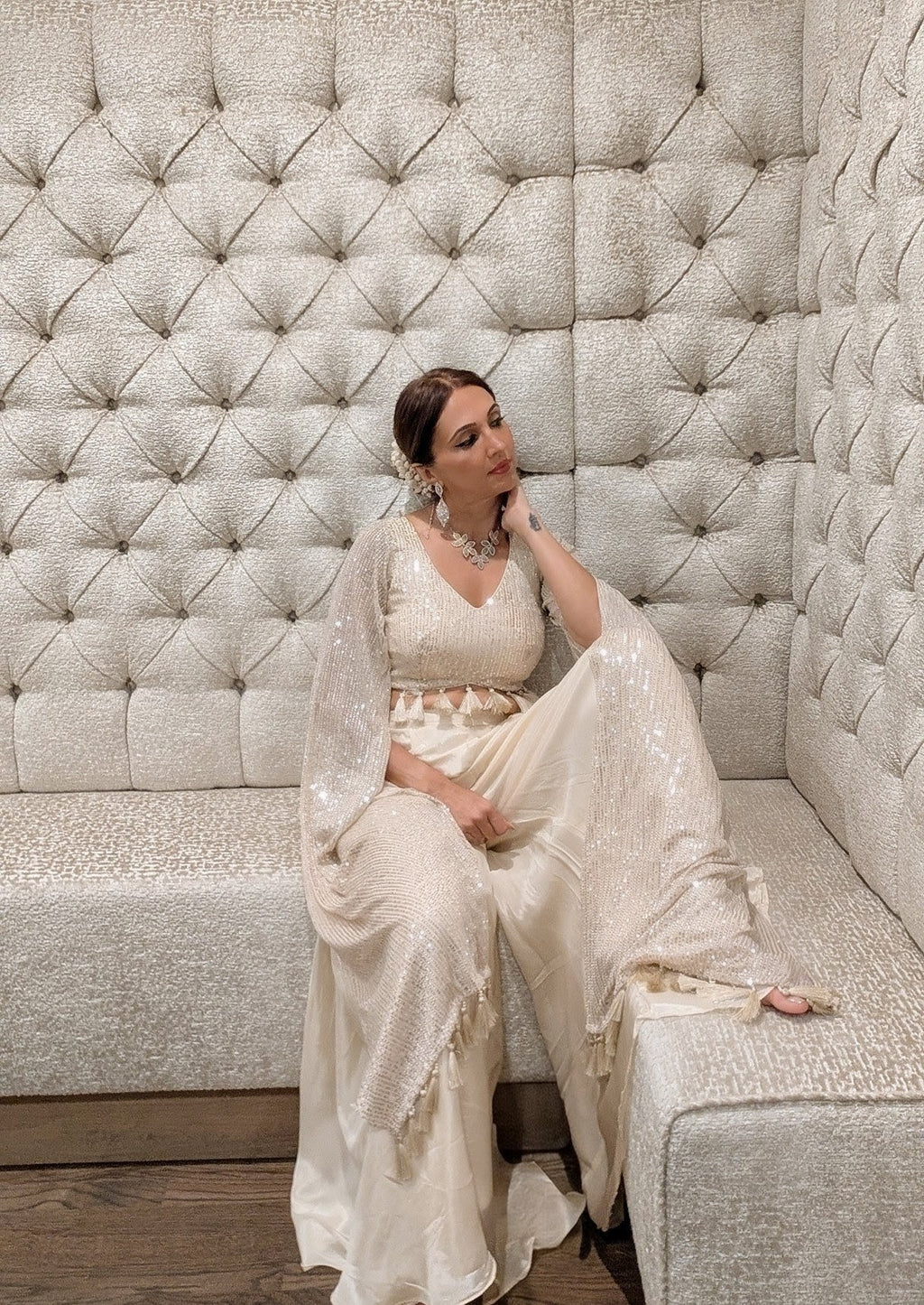 MIRAGE Tassled Wing Crop Top/High Waisted Pant Set