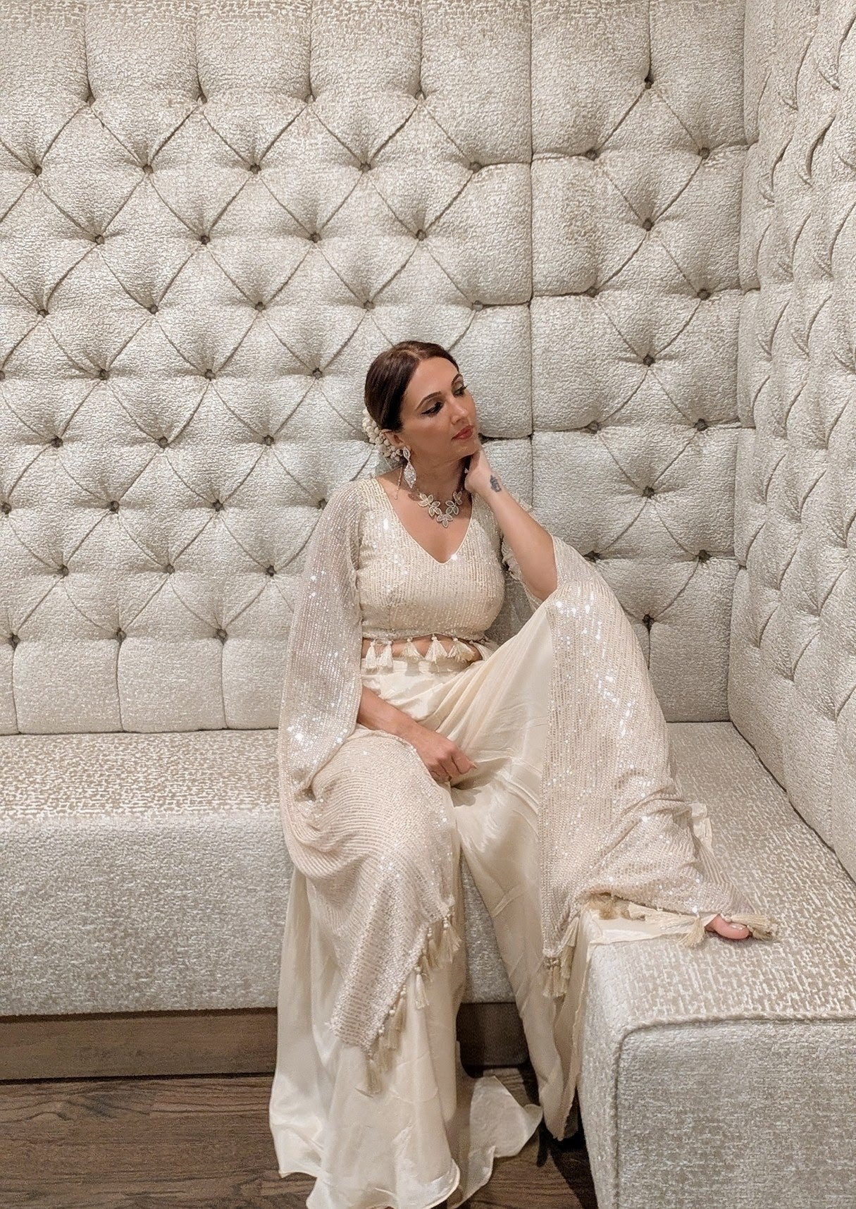 MIRAGE Tassled Wing Crop Top/High Waisted Pant Set