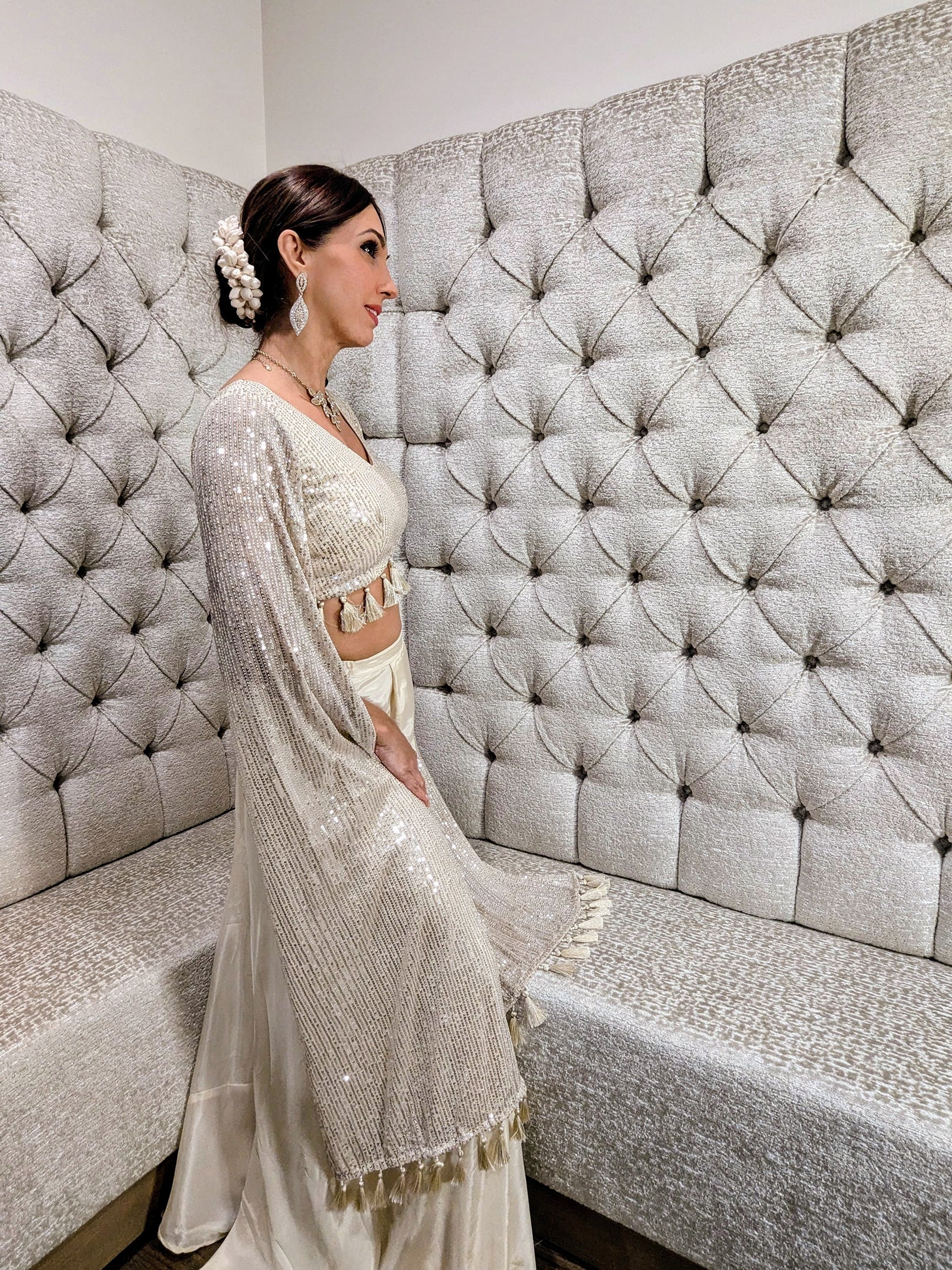 MIRAGE Tassled Wing Crop Top/High Waisted Pant Set